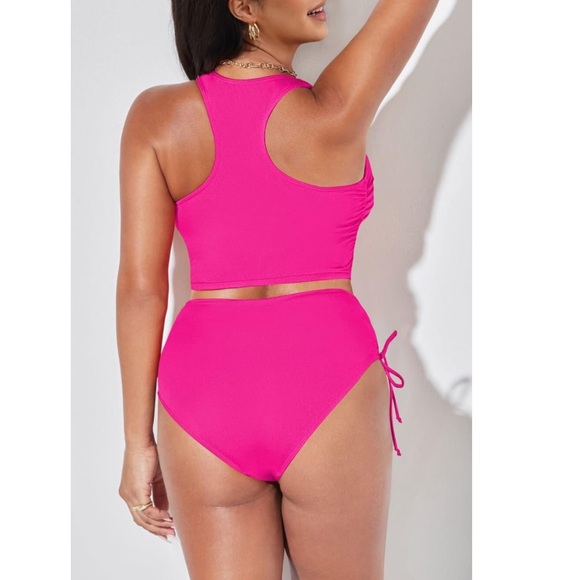 Women's Crop Top High Waisted Bikini Sets 2 Piece Swimsuit Size Small - Picture 4 of 6